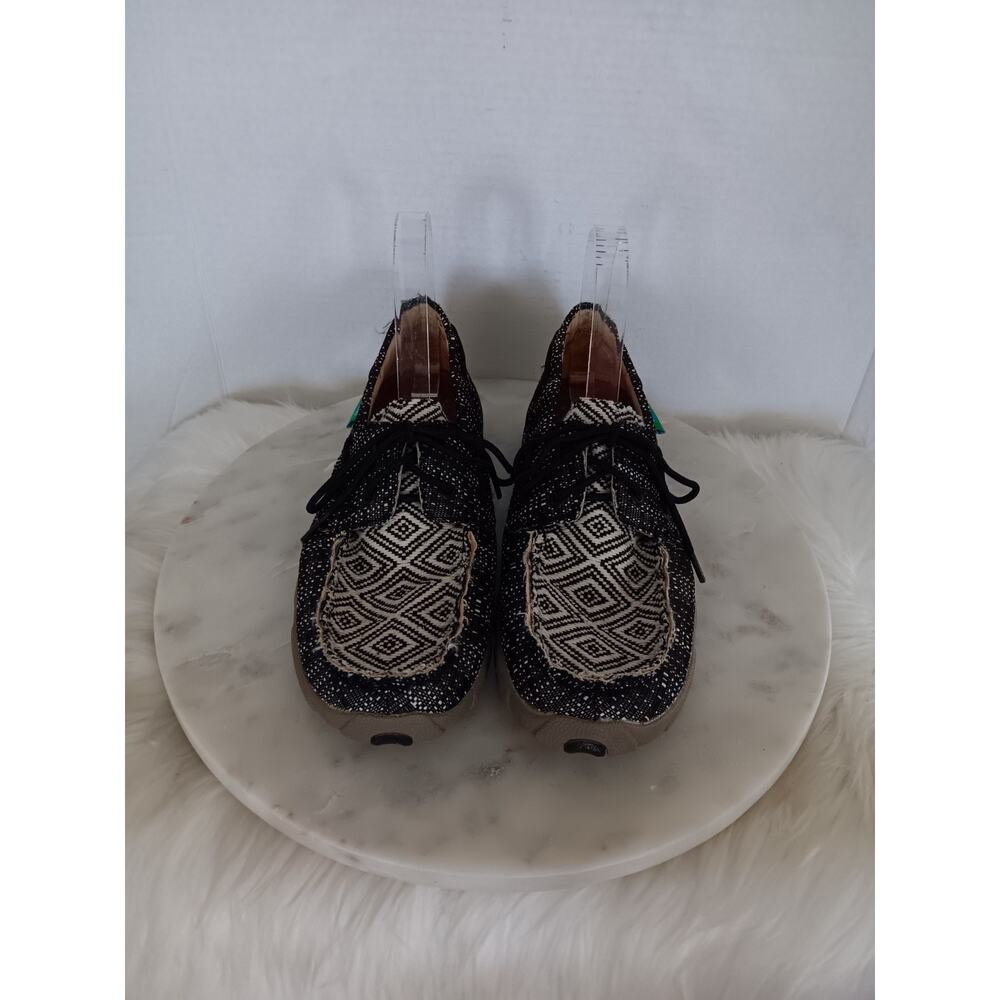 Twisted X Boots Women's Size 9M Driving Boat Shoes SMUWDM54 Black Cream eco TWX